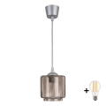 Brilagi - LED luster na kablu RETRO GLASS 1xE27/60W/230V promjer 15 cm srebrna/dimno bež