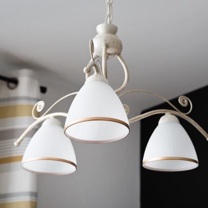 Brilagi - LED luster na lancu ANTICO 3xE27/60W/230V 3000K bijela patina