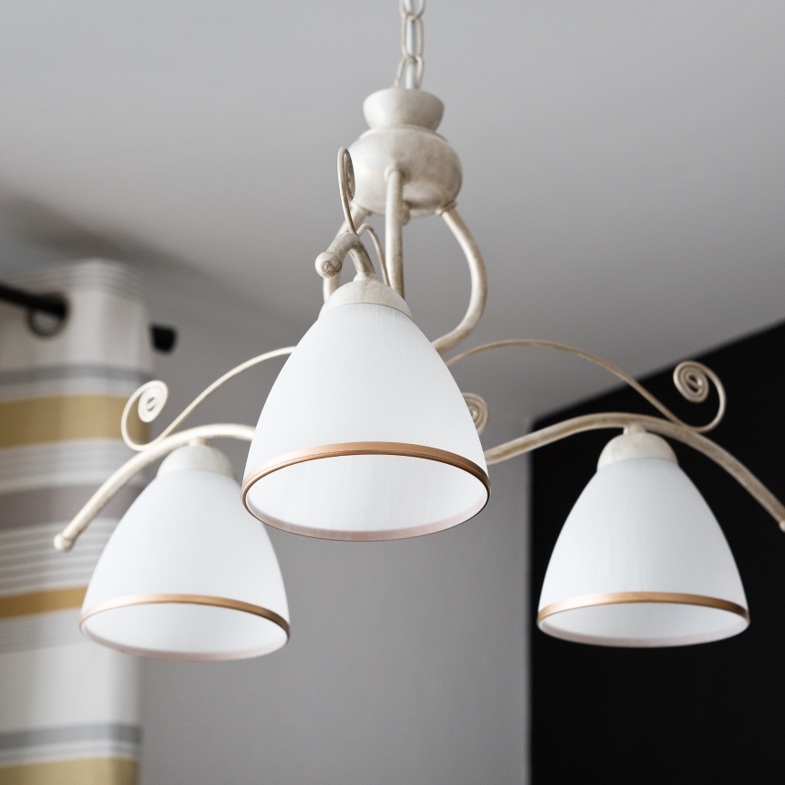 Brilagi - LED luster na lancu ANTICO 3xE27/60W/230V 3000K bijela patina