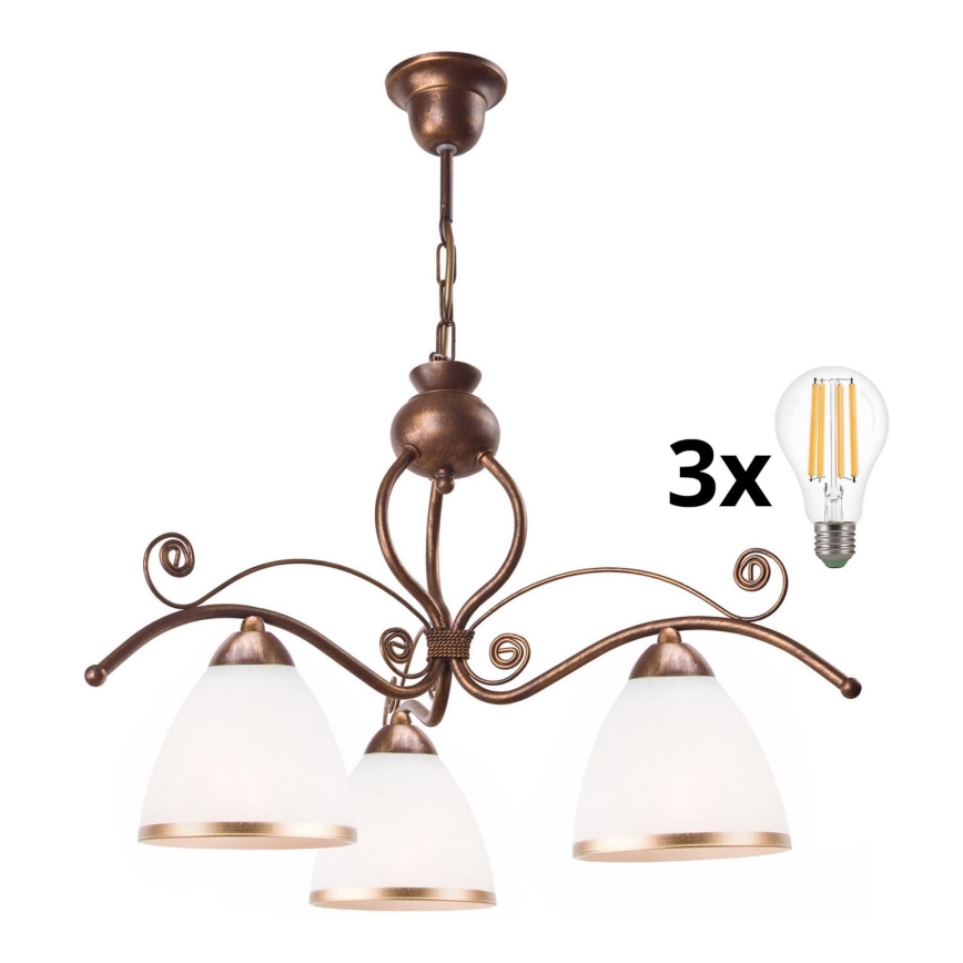 Brilagi - LED Luster na lancu ANTICO 3xE27/60W/230V bronca patina