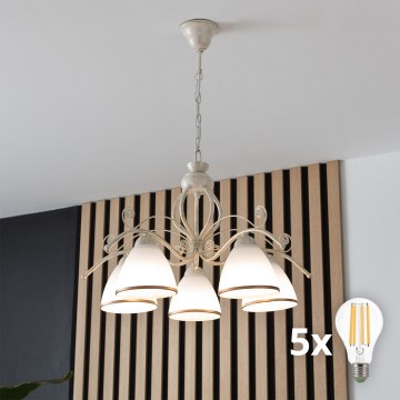 Brilagi - LED luster na lancu ANTICO 5xE27/60W/230V 3000K bijela patina