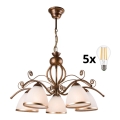Brilagi - LED Luster na lancu ANTICO 5xE27/60W/230V bronca patina