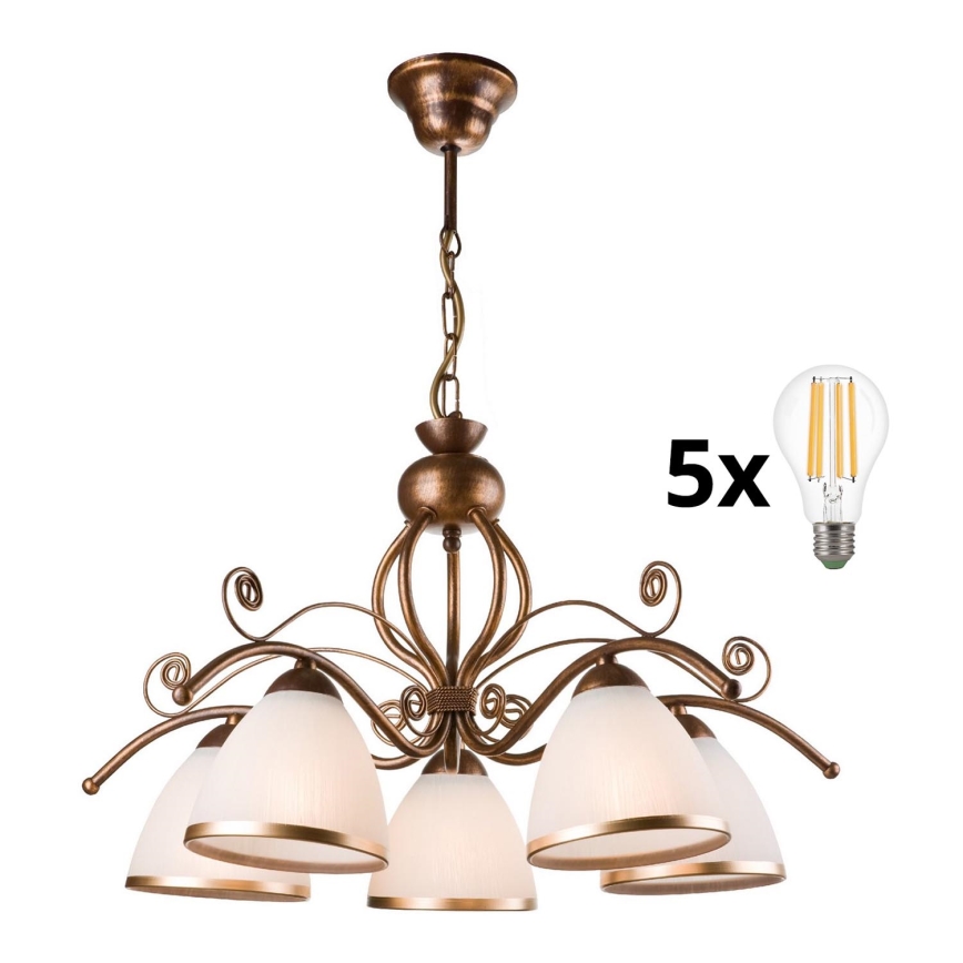 Brilagi - LED Luster na lancu ANTICO 5xE27/60W/230V bronca patina