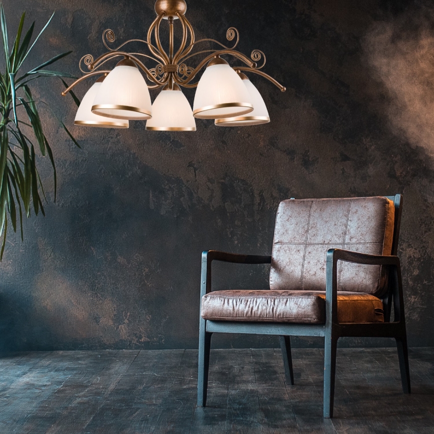 Brilagi - LED Luster na lancu ANTICO 5xE27/60W/230V bronca patina