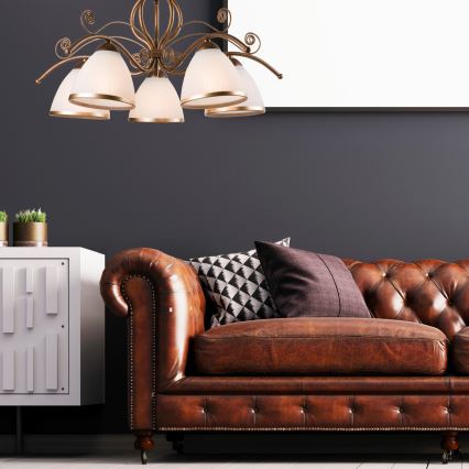 Brilagi - LED Luster na lancu ANTICO 5xE27/60W/230V bronca patina