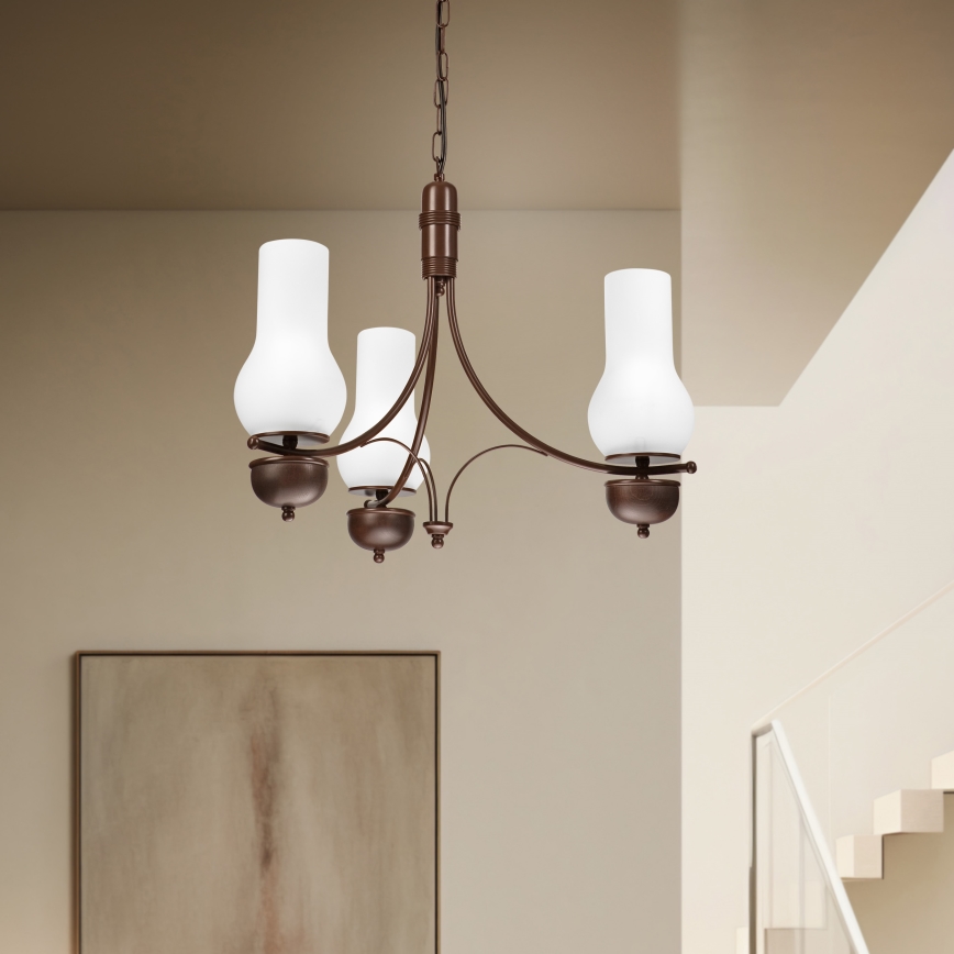 Brilagi - LED luster na lancu COTTAGE 3xE14/40W/230V buk/smeđa/bijela