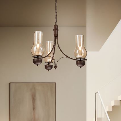 Brilagi - LED luster na lancu COTTAGE 3xE14/40W/230V bukva/smeđa/dimna bež