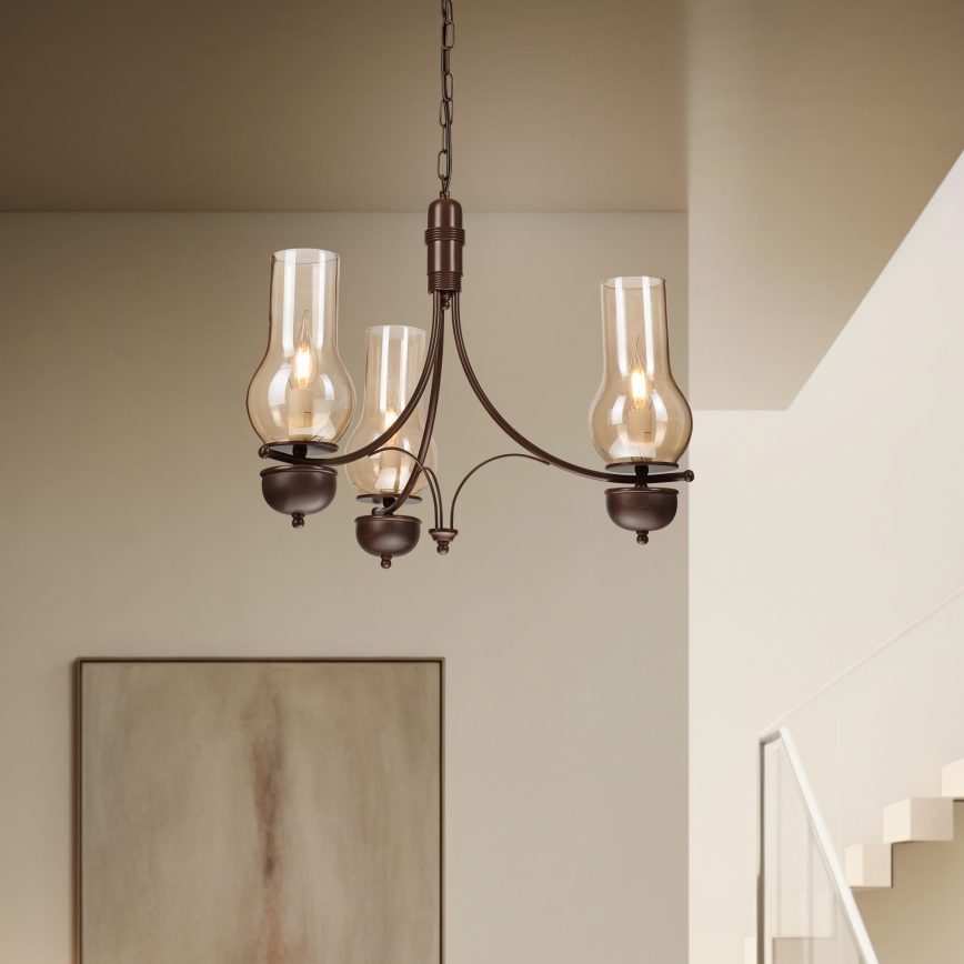 Brilagi - LED luster na lancu COTTAGE 3xE14/40W/230V bukva/smeđa/dimna bež