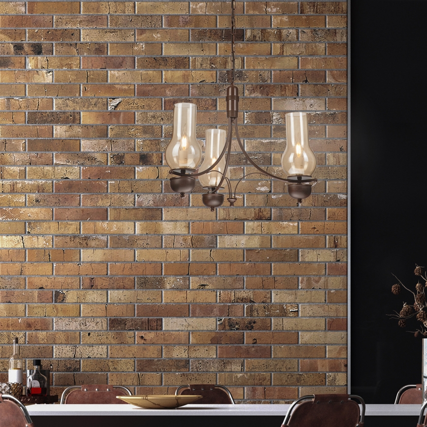 Brilagi - LED luster na lancu COTTAGE 3xE14/40W/230V bukva/smeđa/dimna bež