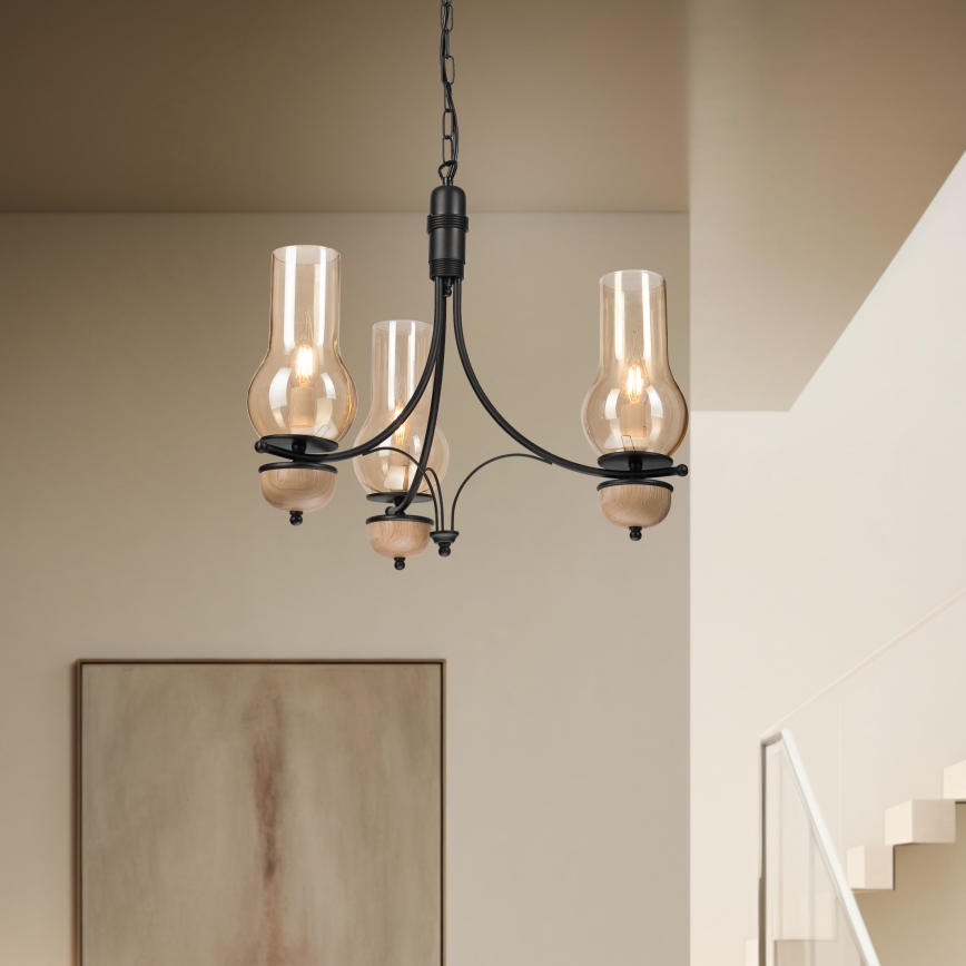 Brilagi - LED Luster na lancu COTTAGE 3xE14/40W/230V bukva/smeđa