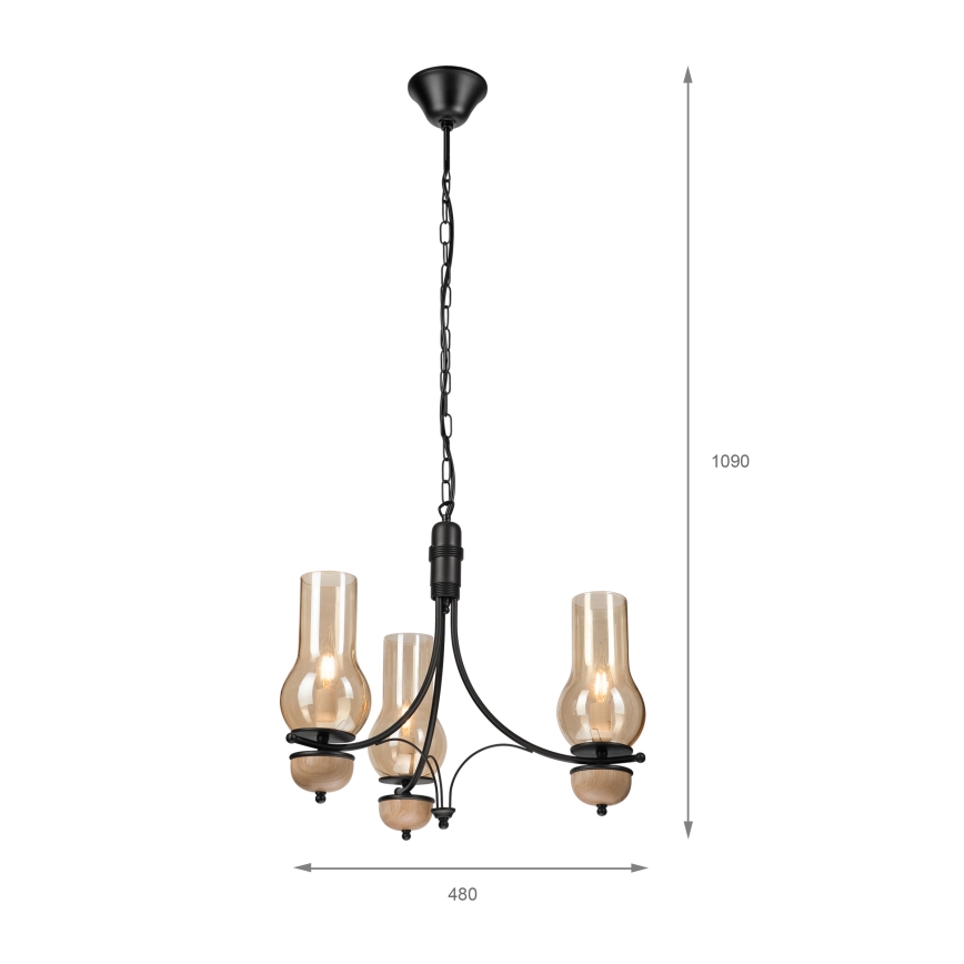 Brilagi - LED Luster na lancu COTTAGE 3xE14/40W/230V bukva/smeđa