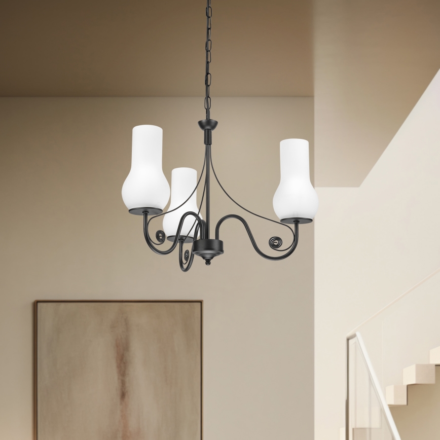 Brilagi - LED Luster na lancu COTTAGE 3xE14/40W/230V crna/bijela