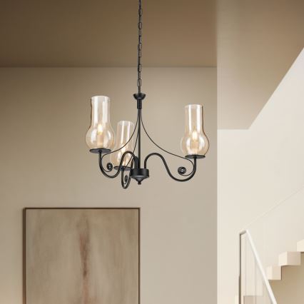 Brilagi - LED Luster na lancu COTTAGE 3xE14/40W/230V crna/smeđa