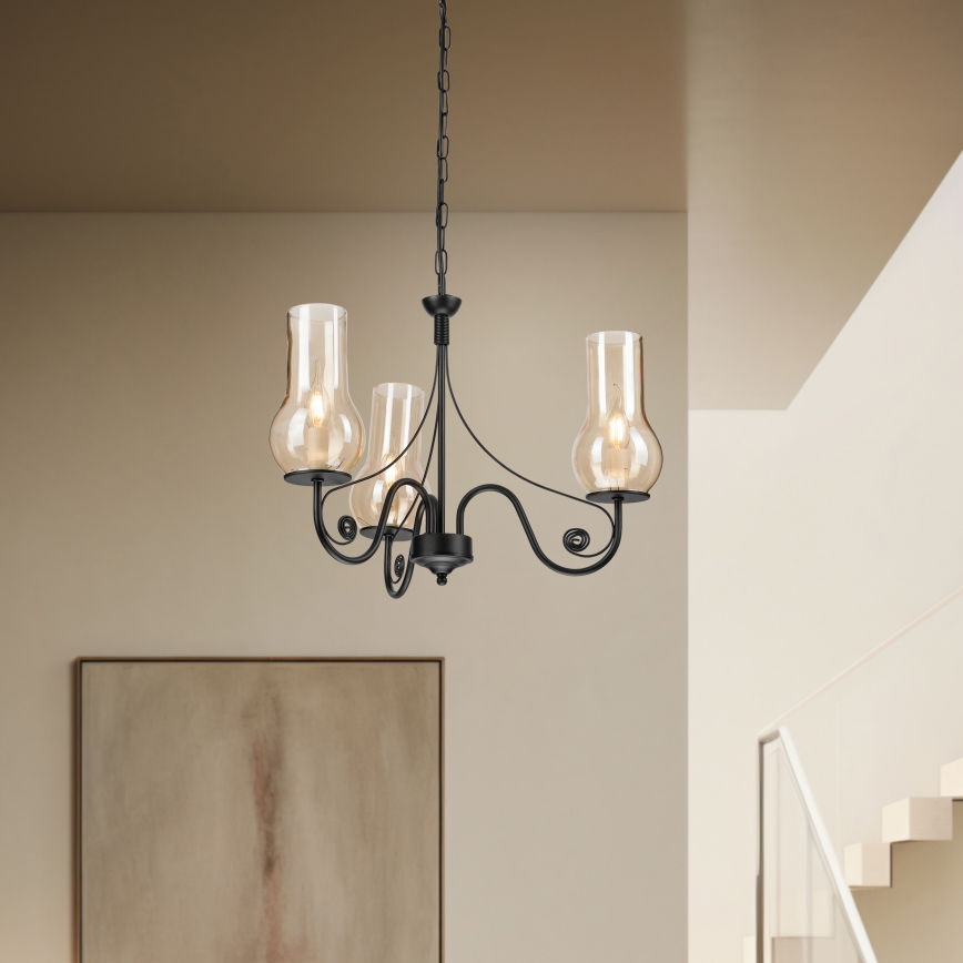 Brilagi - LED Luster na lancu COTTAGE 3xE14/40W/230V crna/smeđa