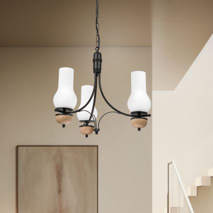 Brilagi - LED luster na lancu COTTAGE 3xE14/40W/230V hrast/crna/bijela