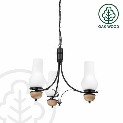 Brilagi - LED luster na lancu COTTAGE 3xE14/40W/230V hrast/crna/bijela
