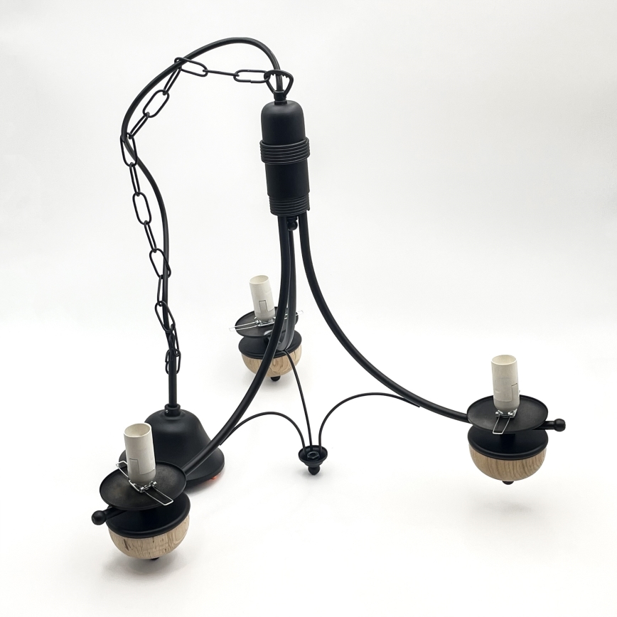 Brilagi - LED luster na lancu COTTAGE 3xE14/40W/230V hrast/crna/bijela