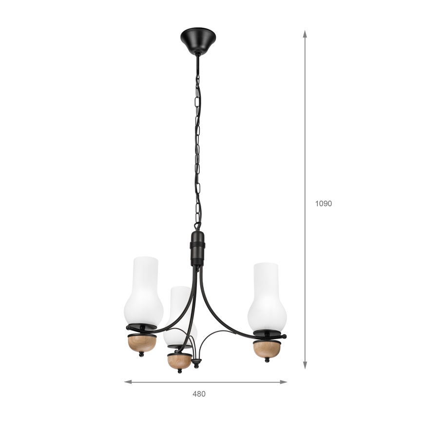 Brilagi - LED luster na lancu COTTAGE 3xE14/40W/230V hrast/crna/bijela