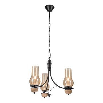 Brilagi - LED luster na lancu COTTAGE 3xE14/40W/230V hrast/crna/zadimljeno bež