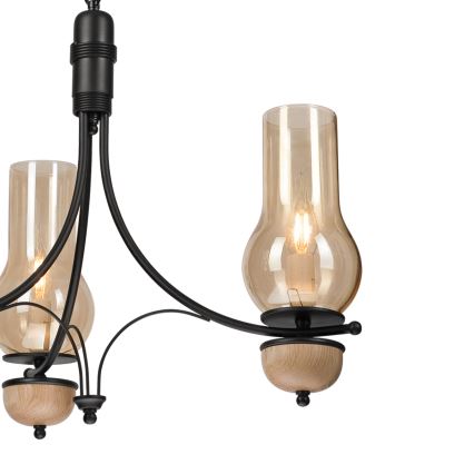 Brilagi - LED luster na lancu COTTAGE 3xE14/40W/230V hrast/crna/zadimljeno bež