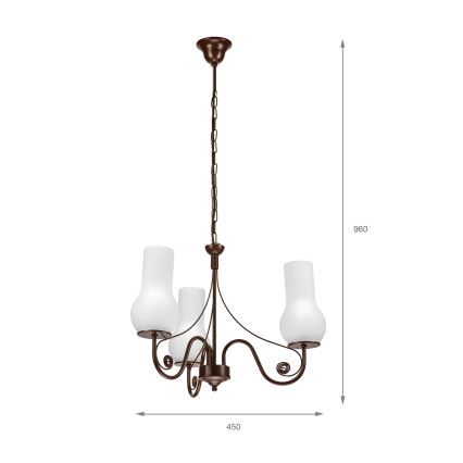 Brilagi - LED Luster na lancu COTTAGE 3xE14/40W/230V smeđa/bijela