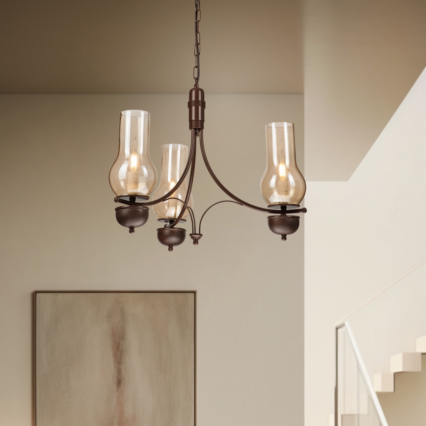 Brilagi - LED Luster na lancu COTTAGE 3xE14/40W/230V smeđa