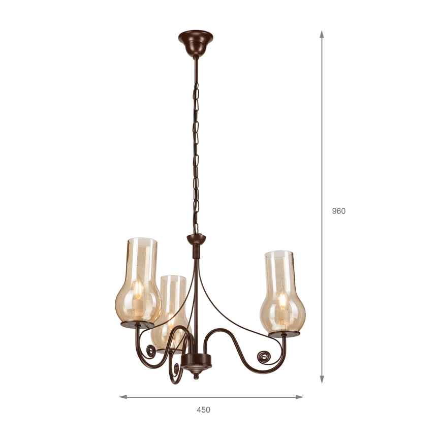 Brilagi - LED Luster na lancu COTTAGE 3xE14/40W/230V smeđa