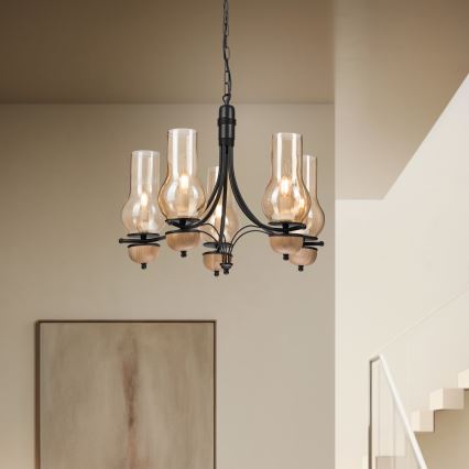 Brilagi - LED Luster na lancu COTTAGE 5xE14/40W/230V bukva/smeđa