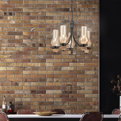 Brilagi - LED Luster na lancu COTTAGE 5xE14/40W/230V bukva/smeđa