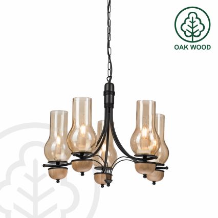 Brilagi - LED Luster na lancu COTTAGE 5xE14/40W/230V bukva/smeđa