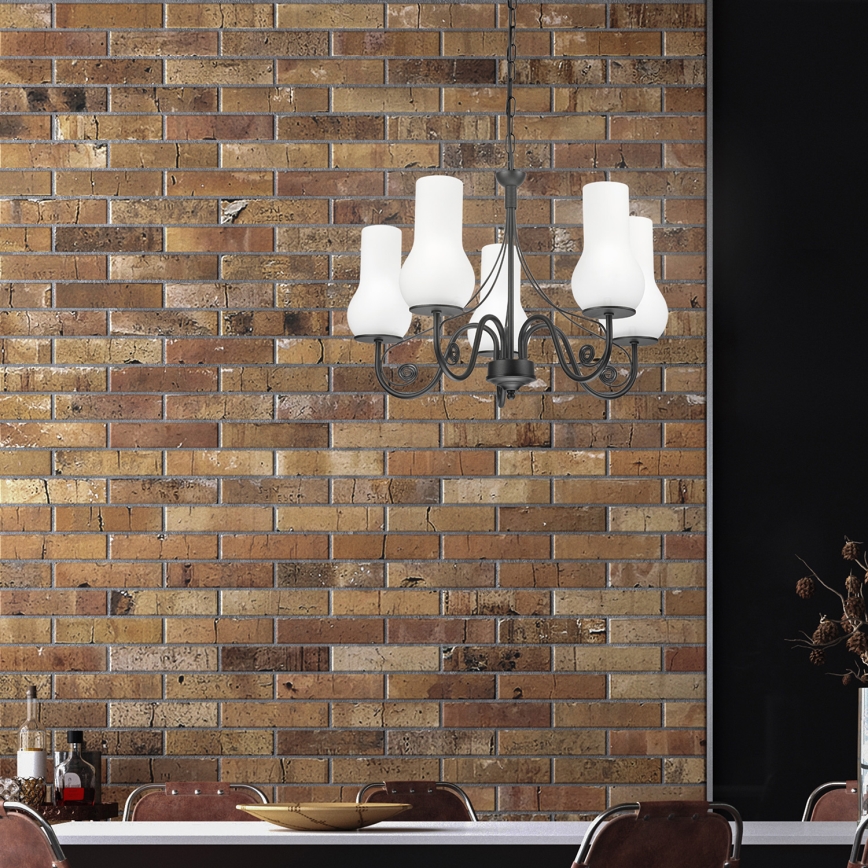 Brilagi - LED Luster na lancu COTTAGE 5xE14/40W/230V crna/bijela