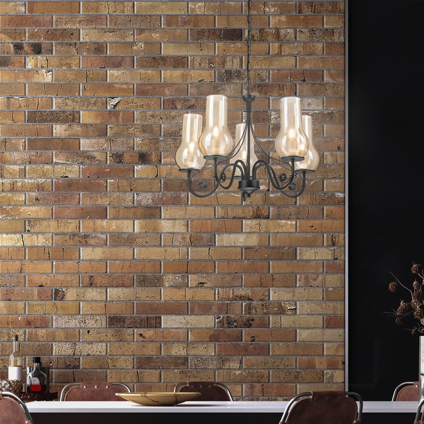 Brilagi - LED Luster na lancu COTTAGE 5xE14/40W/230V crna/smeđa
