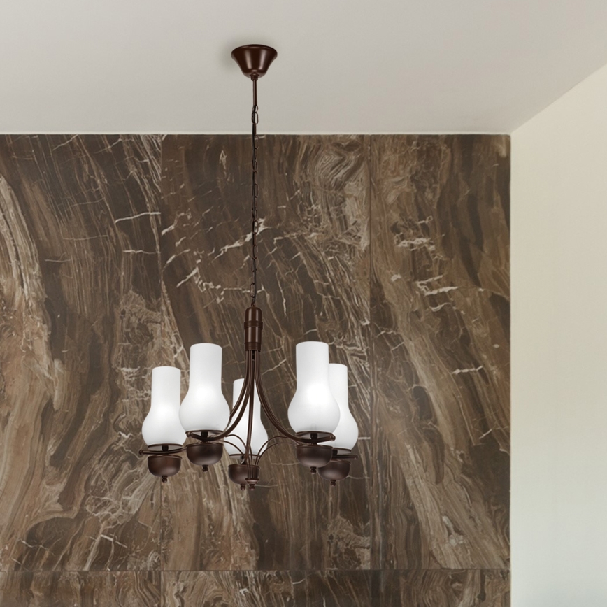 Brilagi - LED Luster na lancu COTTAGE 5xE14/40W/230V hrast/bijela