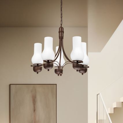 Brilagi - LED Luster na lancu COTTAGE 5xE14/40W/230V hrast/bijela