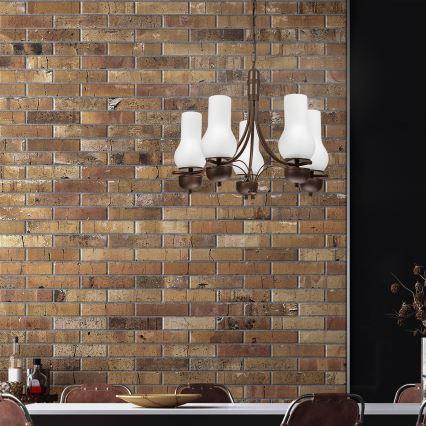 Brilagi - LED Luster na lancu COTTAGE 5xE14/40W/230V hrast/bijela