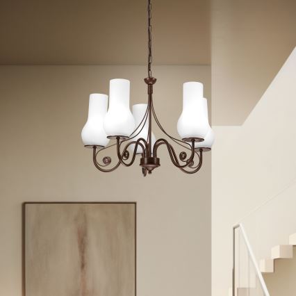 Brilagi - LED Luster na lancu COTTAGE 5xE14/40W/230V smeđa/bijela