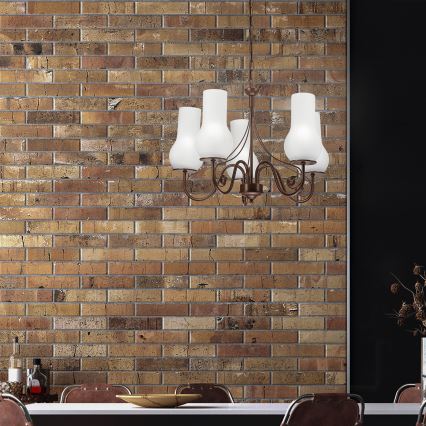Brilagi - LED Luster na lancu COTTAGE 5xE14/40W/230V smeđa/bijela