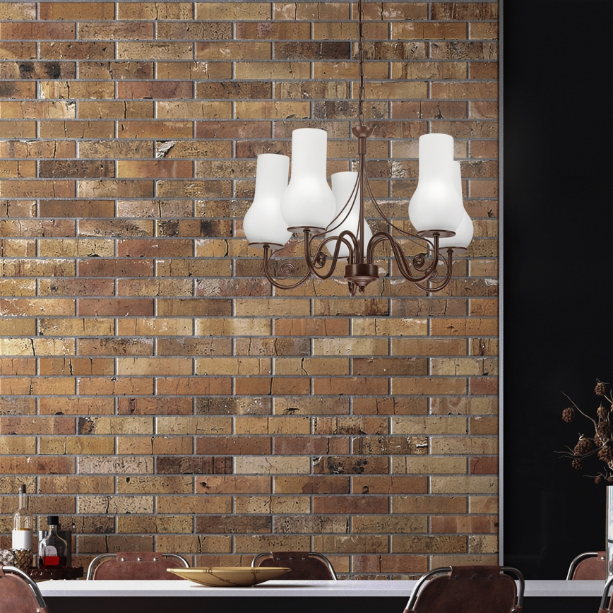 Brilagi - LED Luster na lancu COTTAGE 5xE14/40W/230V smeđa/bijela