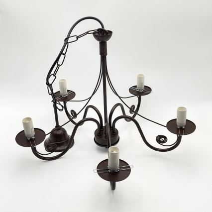 Brilagi - LED Luster na lancu COTTAGE 5xE14/40W/230V smeđa/bijela