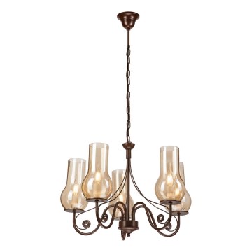 Brilagi - LED Luster na lancu COTTAGE 5xE14/40W/230V smeđa