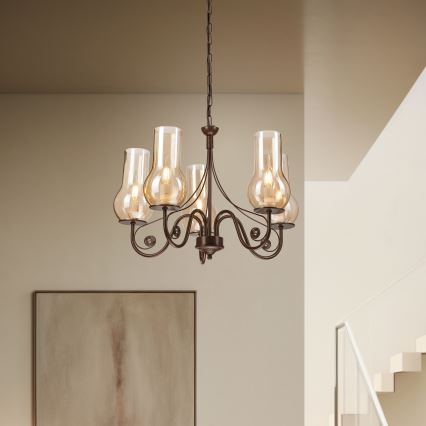 Brilagi - LED Luster na lancu COTTAGE 5xE14/40W/230V smeđa