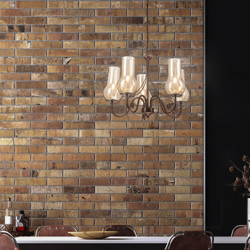 Brilagi - LED Luster na lancu COTTAGE 5xE14/40W/230V smeđa