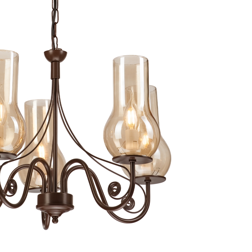 Brilagi - LED Luster na lancu COTTAGE 5xE14/40W/230V smeđa