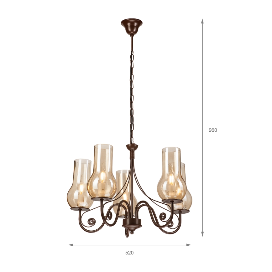Brilagi - LED Luster na lancu COTTAGE 5xE14/40W/230V smeđa