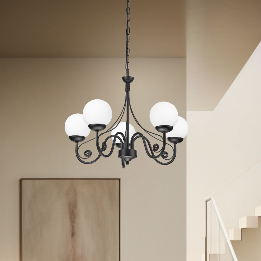 Brilagi - LED Luster na lancu COTTAGE 5xG9/40W/230V crna/bijela