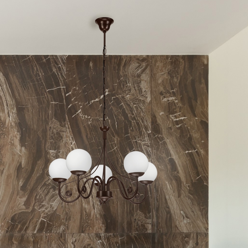 Brilagi - LED Luster na lancu COTTAGE 5xG9/40W/230V smeđa/bijela
