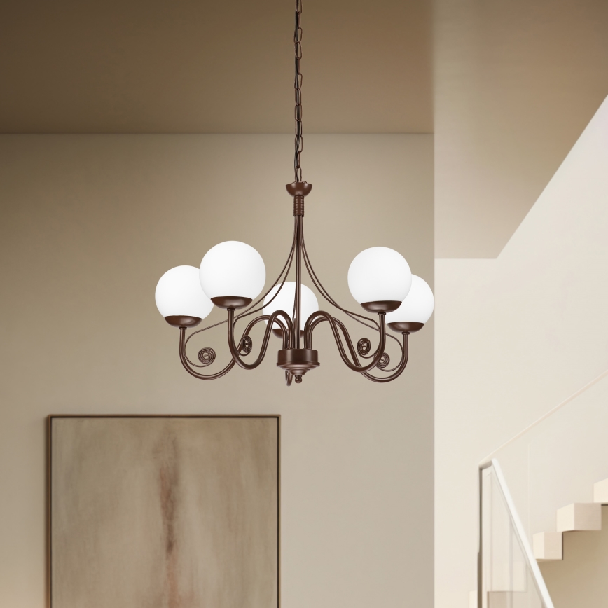 Brilagi - LED Luster na lancu COTTAGE 5xG9/40W/230V smeđa/bijela