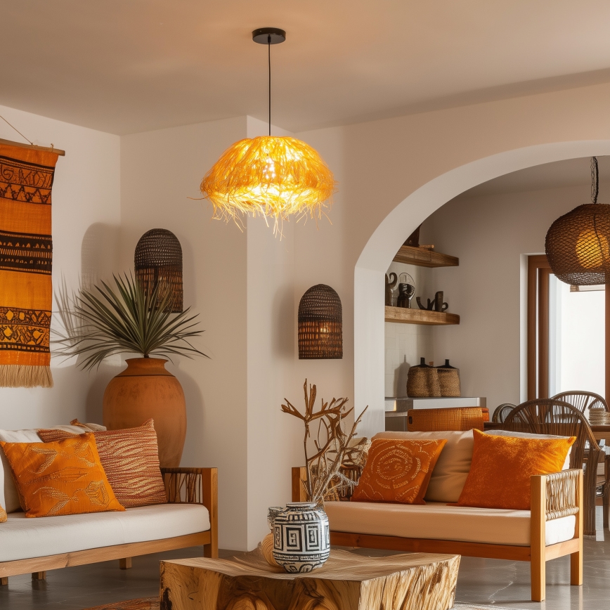 Brilagi - LED luster na lanku CERIA BOHO 1xE27/40W/230V Ø 40 cm rafija