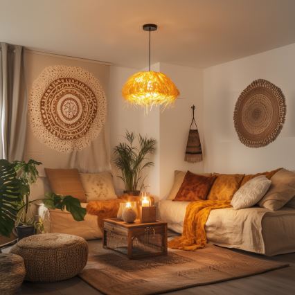 Brilagi - LED luster na lanku CERIA BOHO 1xE27/40W/230V Ø 40 cm rafija