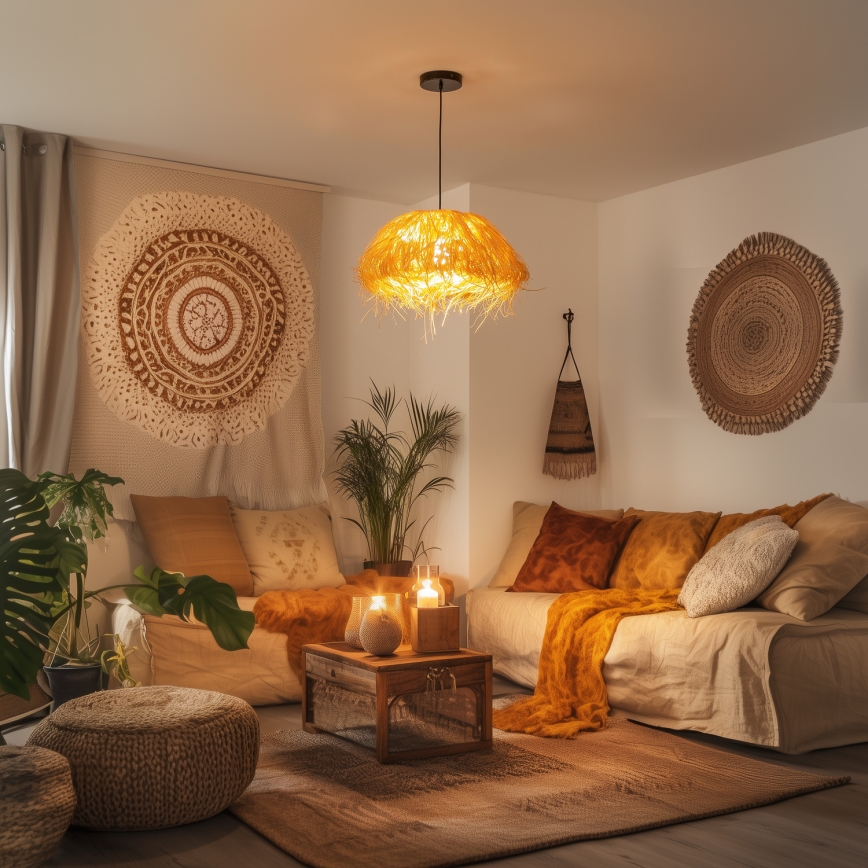 Brilagi - LED luster na lanku CERIA BOHO 1xE27/40W/230V Ø 40 cm rafija